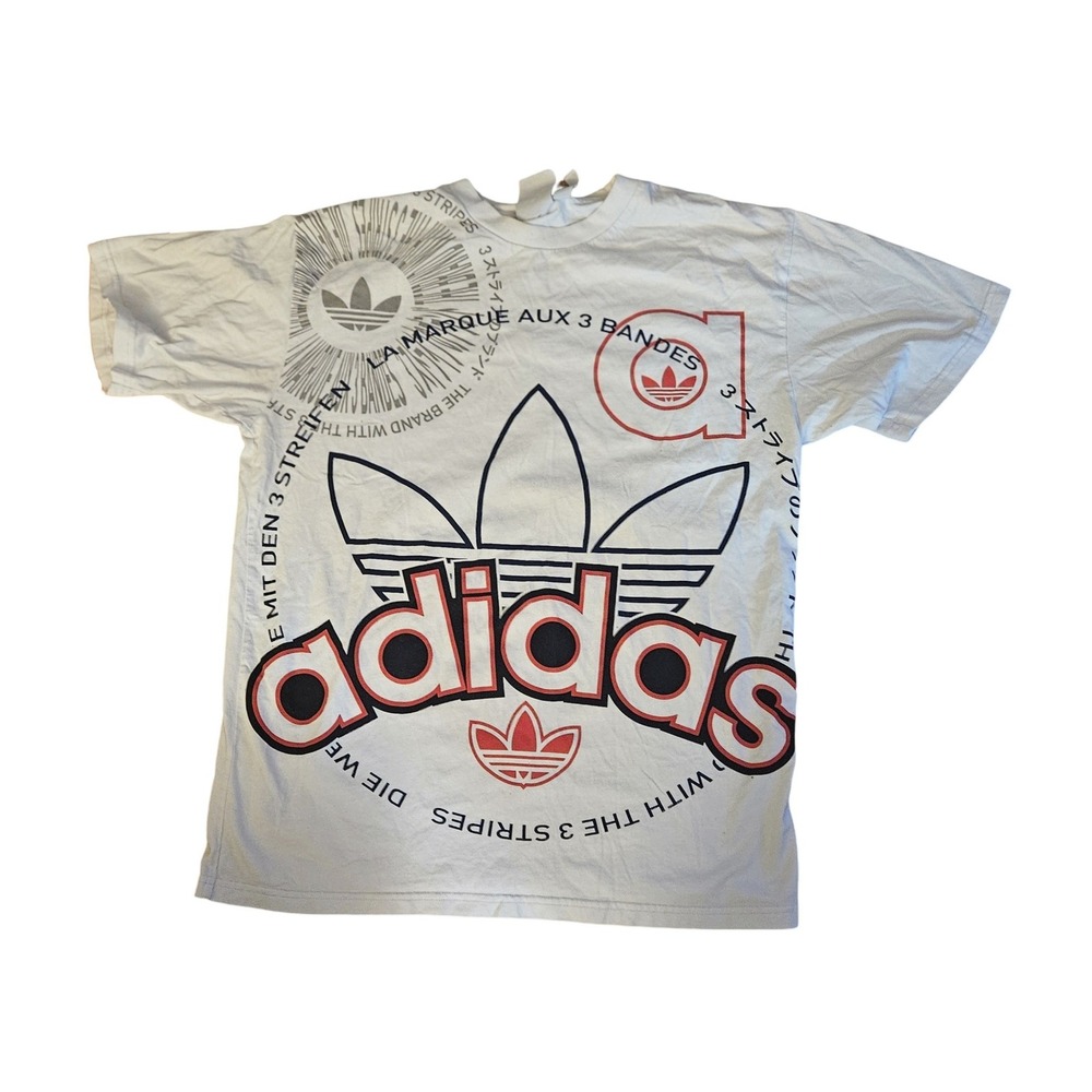 Adidas‎ Originals Trefoil Graphic T-Shirt White Short Sleeve Women's Medium